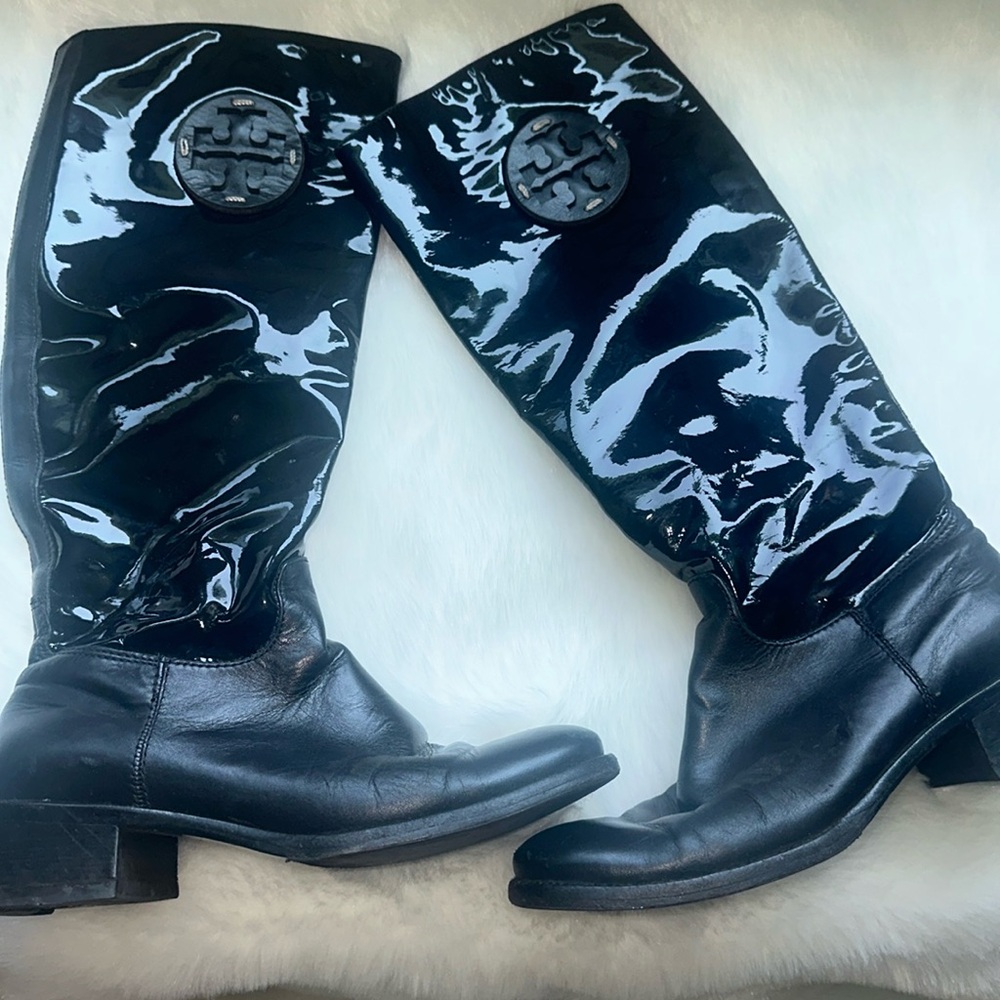 Tory Burch Vintage Pull On Riding Boots Black GUC 35 5
